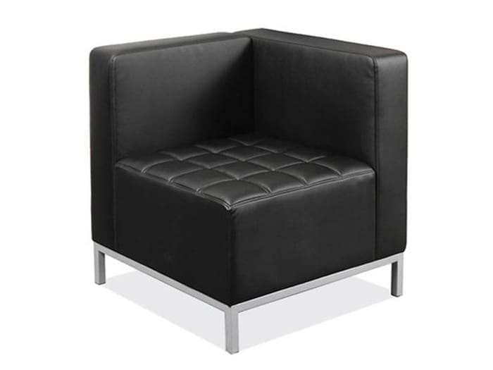 Black Faux Leather Corner Chair Image