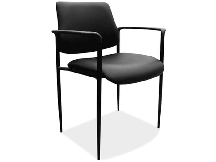 Black Vinyl Guest Stack Chair with Arms Image