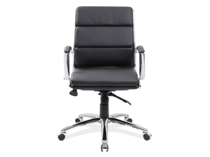 Black Vinyl Exec Mid Back w/Chrome Frame Image