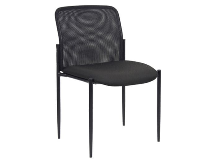 Black Armless Side Chair w/Fabric Seat & Mesh Back Image