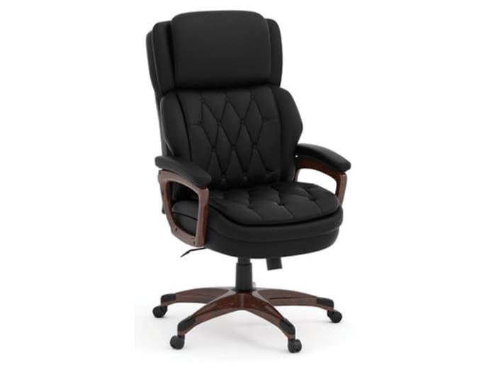 TUFTED HIGH BACK CHAIR W/WOOD LOOK ARMS Image