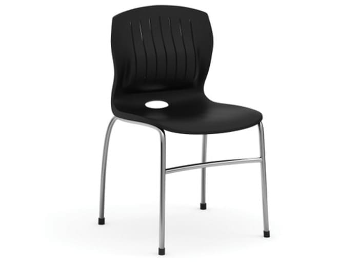 A02 BLACK ARMLESS GUEST STACK CHAIR W/CHROME BASE Image